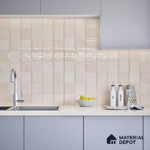 Subway Wall Tile TL 05848 C Tones Pearl Essence 2 ft x 1 ft Ceramic Glossy Finish - 9 mm | Suitable for Bathroom, Kitchen & Backsplashes | Please Expect a Slight Variation of Pattern