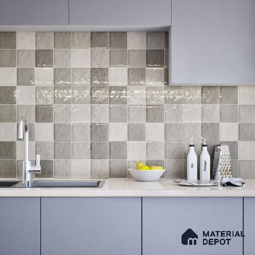 Subway Wall Tile TL 05848 D Tones Storm Cloud 2 ft x 1 ft Ceramic Glossy Finish - 9 mm | Suitable for Bathroom, Kitchen & Backsplashes | Please Expect a Slight Variation of Pattern