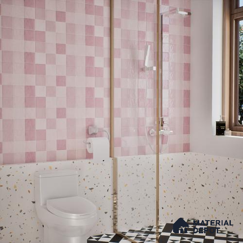 Subway Wall Tile TL 05848 Tones Blush Petal 2 ft x 1 ft Ceramic Glossy Finish - 9 mm | Suitable for Bathroom, Kitchen & Backsplashes | Please Expect a Slight Variation of Pattern