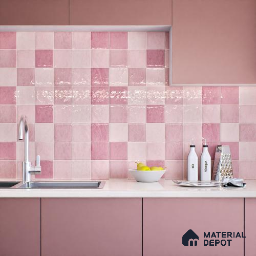 Subway Wall Tile TL 05848 Tones Blush Petal 2 ft x 1 ft Ceramic Glossy Finish - 9 mm | Suitable for Bathroom, Kitchen & Backsplashes | Please Expect a Slight Variation of Pattern