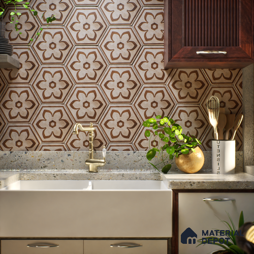 Subway Wall & Floor Tile TL 05271 D Hexalite Grana Latte Decor 10 x 9 inch (250x220 mm) Vitrified Matte Finish - 8 mm | Random Design | Suitable for Living Room, Accent / Feature Walls, Bathroom, Kitchen Wall & Backsplashes