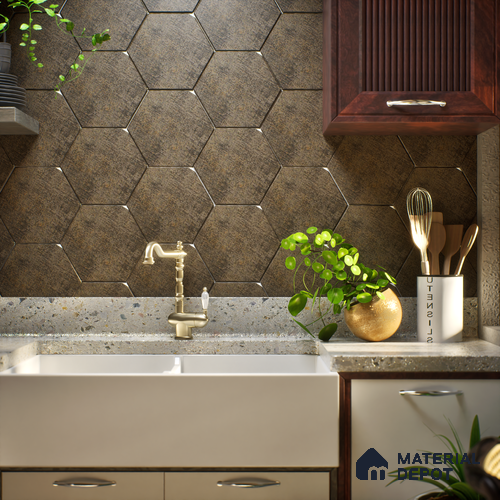 Subway Wall & Floor Tile TL 05277 B Hexalite Weaved Tepoch 10 x 9 inch (250x220 mm) Vitrified Matte Finish - 8 mm | Suitable for Accent / Feature Walls, Bathroom, Kitchen Wall & Backsplashes