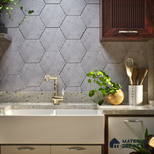 Subway Wall & Floor Tile TL 05277 C Hexalite Weaved Thunder 10 x 9 inch (250x220 mm) Vitrified Matte Finish - 8 mm | Suitable for Accent / Feature Walls, Bathroom, Kitchen Wall & Backsplashes