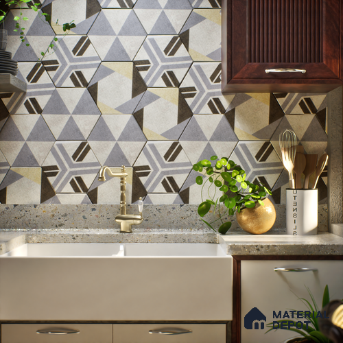 Subway Wall & Floor Tile TL 05277 E Hexalite Weaved Mocha 10 x 9 inch (250x220 mm) Vitrified Matte Finish - 8 mm | Random Design | Suitable for Accent / Feature Walls, Bathroom, Kitchen Wall & Backsplashes