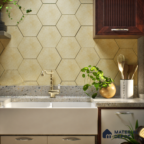 Subway Wall & Floor Tile TL 05277 Hexalite Weaved Silt 10 x 9 inch (250x220 mm) Vitrified Matte Finish - 8 mm | Suitable for Accent / Feature Walls, Bathroom, Kitchen Wall & Backsplashes