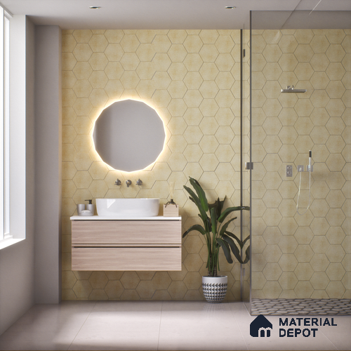 Subway Wall & Floor Tile TL 05277 Hexalite Weaved Silt 10 x 9 inch (250x220 mm) Vitrified Matte Finish - 8 mm | Suitable for Accent / Feature Walls, Bathroom, Kitchen Wall & Backsplashes