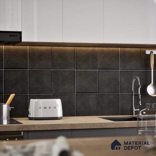 Subway Wall & Floor Tile TL 05252 C Marrueco Grizzle Grey Base 8 x 8 inch Vitrified Matte Finish - 8 mm | Suitable for Accent / Feature Walls, Bathroom, Kitchen Wall & Backsplashes | Please Expect a Slight Variation of Pattern