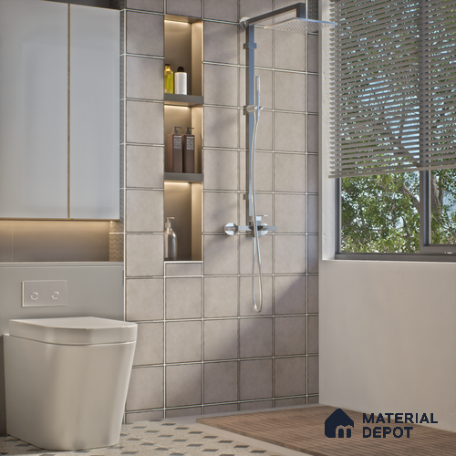 Subway Wall & Floor Tile TL 05252 D Marrueco Pewter Ash Base 8 x 8 inch Vitrified Matte Finish - 8 mm | Suitable for Accent / Feature Walls, Bathroom, Kitchen Wall & Backsplashes | Please Expect a Slight Variation of Pattern