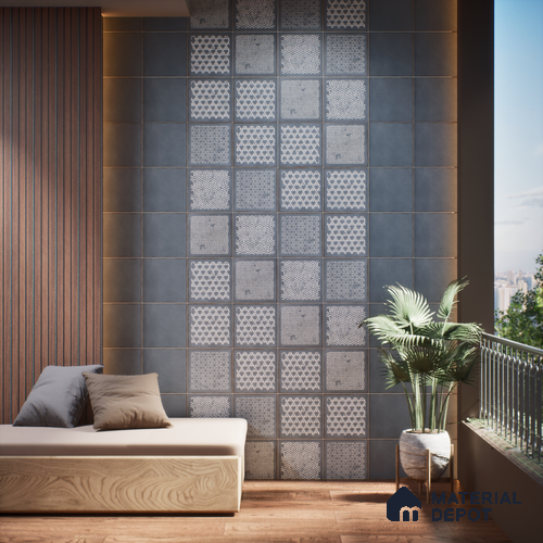 Subway Wall & Floor Tile TL 05269 C Mythos Slated Syncstone Plain 8 x 8 inch Vitrified Matte Finish - 8 mm | 12 Random Faces | Suitable for Accent / Feature Walls, Bathroom, Kitchen Wall & Backsplashes | Please Expect a Slight Variation of Pattern