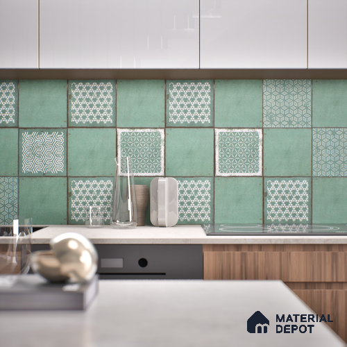Subway Moroccan Wall & Floor Tile TL 05269 F Mythos Flourish Festive Decor 8 x 8 inch Vitrified Matte Finish - 8 mm | 12 Random Faces | Suitable for Accent / Feature Walls, Bathroom, Kitchen Wall & Backsplashes | Please Expect a Slight Variation of Pattern
