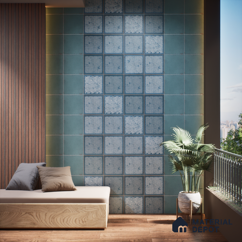 Subway Wall & Floor Tile TL 05269 Mythos Navia Azul Plain 8 x 8 inch Vitrified Matte Finish - 8 mm | 12 Random Faces | Suitable for Accent / Feature Walls, Bathroom, Kitchen Wall & Backsplashes | Please Expect a Slight Variation of Pattern