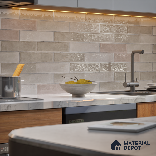 Subway Wall Tile TL 06161 C Eclat Blanc Shimmer Shine 12 x 3 inch Ceramic Glossy Finish - 10 mm | 48 Random Design | Suitable for Accent / Feature Walls, Bathroom, Kitchen Wall & Backsplashes