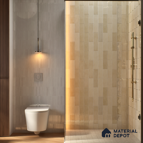 Subway Wall Tile TL 06161 D Eclat Blanc Lustrous Latte 12 x 3 inch Ceramic Glossy Finish - 10 mm | 48 Random Design | Suitable for Accent / Feature Walls, Bathroom, Kitchen Wall & Backsplashes
