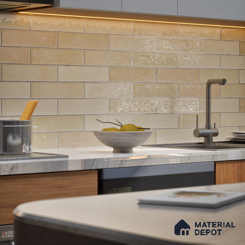 Subway Wall Tile TL 06161 D Eclat Blanc Lustrous Latte 12 x 3 inch Ceramic Glossy Finish - 10 mm | 48 Random Design | Suitable for Accent / Feature Walls, Bathroom, Kitchen Wall & Backsplashes