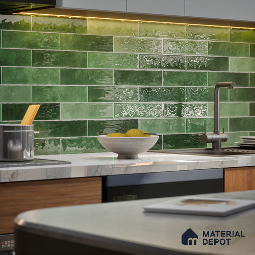 Subway Wall Tile TL 06161 H Eclat Blanc Sheen Gloss 12 x 3 inch Ceramic Glossy Finish - 10 mm | 48 Random Design | Suitable for Accent / Feature Walls, Bathroom, Kitchen Wall & Backsplashes