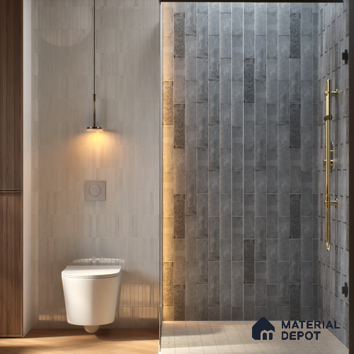 Subway Wall & Floor Tile TL 05227 B Urbanto Base Grey 12 x 3 inch Vitrified Matte Finish - 8 mm | 36 Random Faces | Suitable for Accent / Feature Walls, Bathroom, Kitchen Wall & Backsplashes