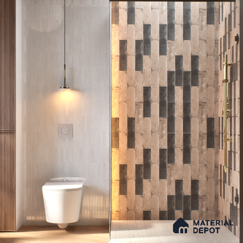 Subway Wall & Floor Tile TL 05227 Urbanto Base Brown 12 x 3 inch Vitrified Matte Finish - 8 mm | 36 Random Faces | Suitable for Accent / Feature Walls, Bathroom, Kitchen Wall & Backsplashes
