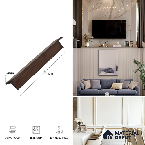 SS 304 T Profile Brush Rose Gold Matte Finish Edgeline PM 00281 AE | 10 ft (3 mtr) x 12 mm x 0.6 mm | Adhesive Type Installation | Suitable for Floor & Walls