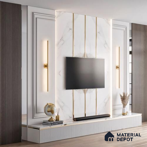SS 304 T Profile Polished Gold Glossy Finish Edgeline PM 00281 M | 10 ft (3 mtr) x 35 mm x 0.6 mm | Adhesive Type Installation | Suitable for Floor & Walls