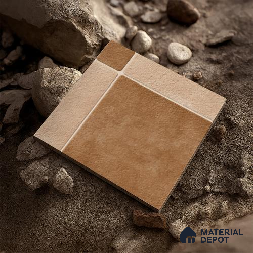 Budget Friendly Stone Look Value for Money Parking Tan Brown Floor Tile 16 x 16 inch | TL 00594 | Vitrified Matte Finish Tile - 12 mm | Suitable For Parking, Outdoor, Balcony & Terrace | Image 03