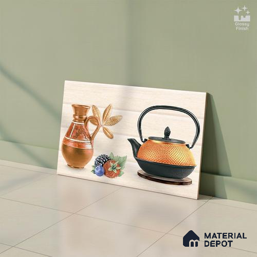 TL 01896 C Buttercream & Beige Highlighter 2 18 x 12 inch Glossy Finish Ceramic Wall Tile - 6 mm