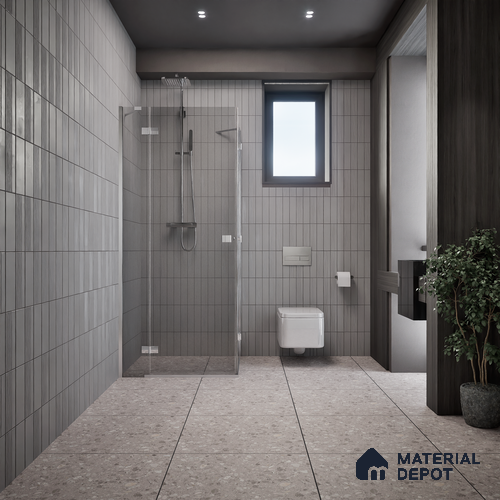 Terrazzo Floor & Wall Tile TL 06022 Carrara White 2 ft x 2 ft Rustic Carving Matte Finish Vitrified Tile - 9 mm | 6 Random Design | Suitable For Living Room, Bedroom, Bathroom, Kitchen & Dining