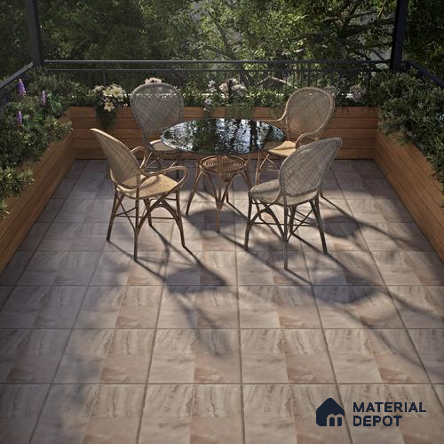 Stone Floor Tile TL 07603 B Colombina Taupe 16 x 16 inch Texture Finish Vitrified Tile - 12 mm | Suitable for Parking, Outdoor & Bathroom | Pattern Alignment May Vary | 2-3 mm Spacer is Mandatory