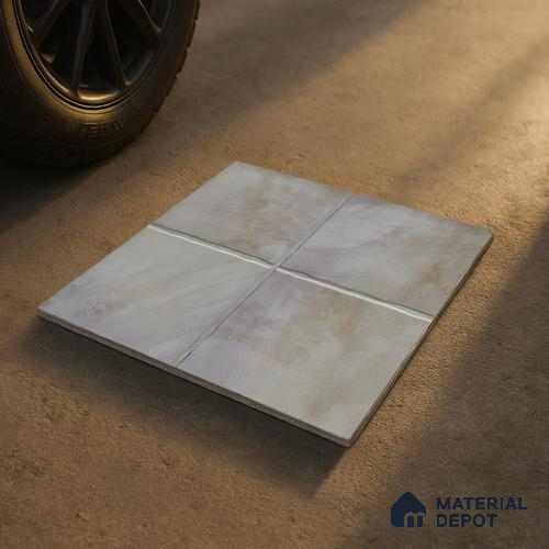 Stone Floor Tile TL 07603 D Colombina Grey 16 x 16 inch Texture Finish Vitrified Tile - 12 mm | Suitable for Parking, Outdoor & Bathroom | Pattern Alignment May Vary | 2-3 mm Spacer is Mandatory