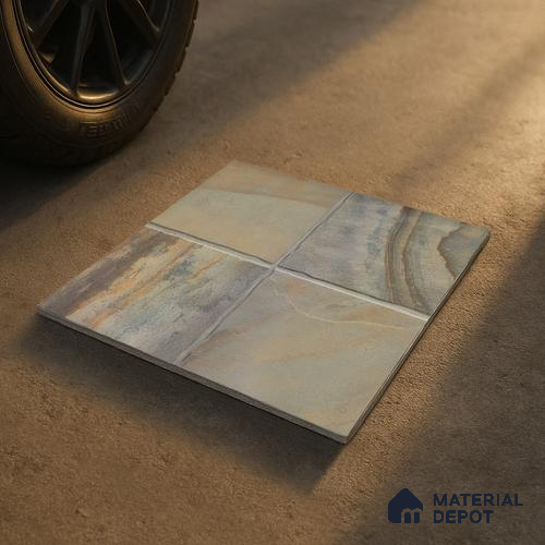 Stone Floor Tile TL 07603 Colombina Natural 16 x 16 inch Texture Finish Vitrified Tile - 12 mm | Suitable for Parking, Outdoor & Bathroom | Pattern Alignment May Vary | 2-3 mm Spacer is Mandatory