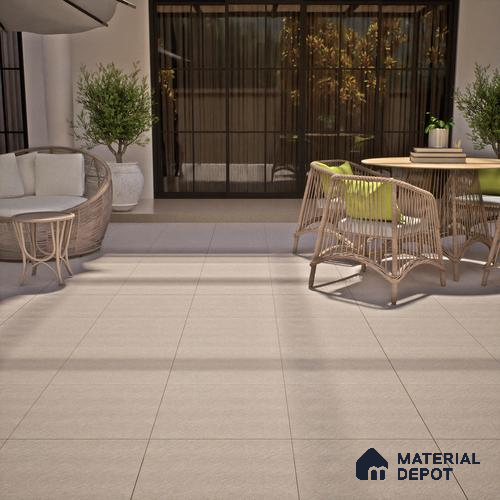 Stone Floor Tile TL 07521 Signature Beige 16 x 16 inch Texture Finish Vitrified Tile - 12 mm | Suitable for Parking, Outdoor & Bathroom | Pattern Alignment May Vary | 2-3 mm Spacer is Mandatory