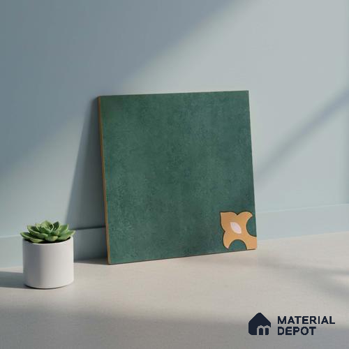 Moroccan Wall & Floor Athangudi Tile TL 10552 Palace Verde 1 ft x 1 ft Matte Finish Ceramic Tile - 9 mm | Suitable For living Room, Bedroom, Bathroom | Please Expect a Slight Variation of Pattern