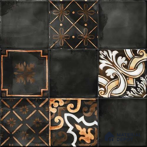 Wall Tile TL 07862 B Horizon Black Decor-2 1 ft x 1 ft Ceramic Glossy Finish - 9.5 mm | Suitable for Kitchen, Bathroom & Balcony Walls | Please Expect a Slight Variation of Pattern
