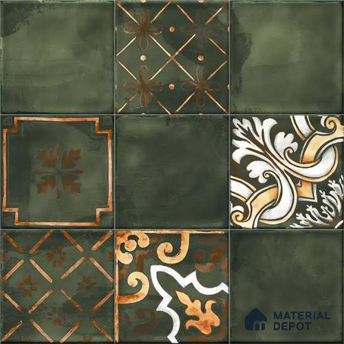 Wall Tile TL 07862 Horizon Emerald Decor-2 1 ft x 1 ft Ceramic Glossy Finish - 9.5 mm | Suitable for Kitchen, Bathroom & Balcony Walls | Please Expect a Slight Variation of Pattern