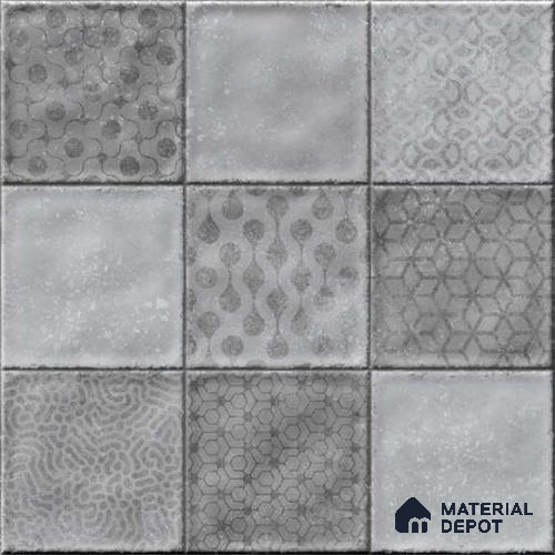 Wall Tile TL 07861 C Haven Grey Glue Decor-1 1 ft x 1 ft Ceramic Glossy Finish - 9.5 mm | Suitable for Kitchen, Bathroom & Balcony Walls