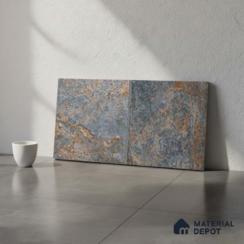 Stone Look Floor Tile TL 10431 B Slate Stone Azure-C 2 ft x 1 ft Matte Finish Vitrified Tile - 12 mm | Suitable For living Room, Bedroom, Bathroom