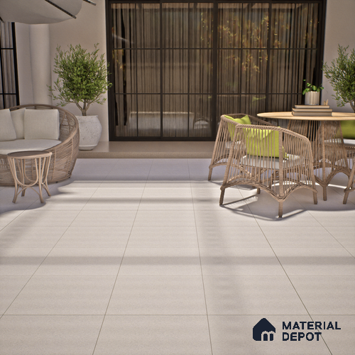 White Stone Wall & Floor Tile TL 07583 C Fine Stone Bianco Full Body 2 ft x 2 ft Vitrified Matte Finish - 9 mm