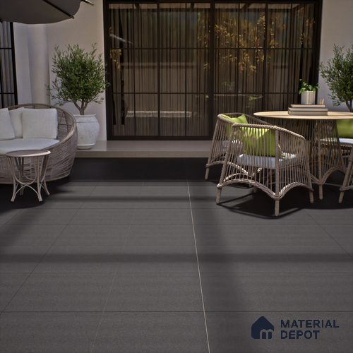 Black Stone Wall & Floor Tile TL 07583 D Fine Stone Antracita Full Body 2 ft x 2 ft Vitrified Matte Finish - 9 mm