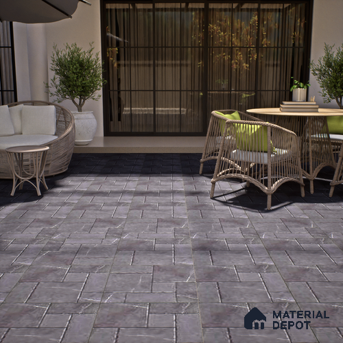 Grey Stone Floor Tile TL 07605 Madox Dark Grey 2 ft x 2 ft Vitrified Matte Finish - 12 mm