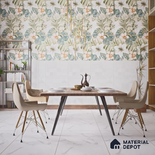 White Plain Wall & Floor Tile TL 07428 D  Royal Triad Elemento Bianco 4 ft x 2 ft Vitrified Matte Finish - 9 mm |  Suitable for Living Room, Bedroom, Bathroom