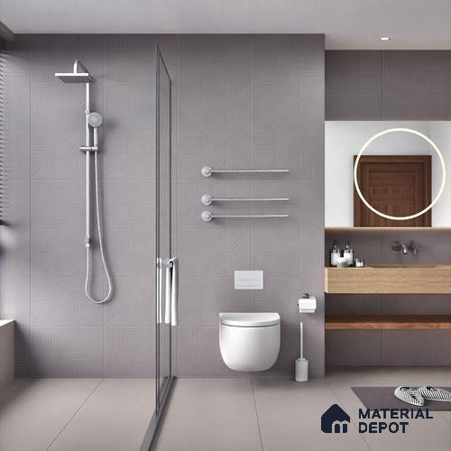 Grey Punch Wall Tile TL 07428 F Prestige Royal Triad Elemento Grigio 4 ft x 2 ft Vitrified Matte Finish - 9 mm |  Suitable for Living Room, Bedroom, Bathroom