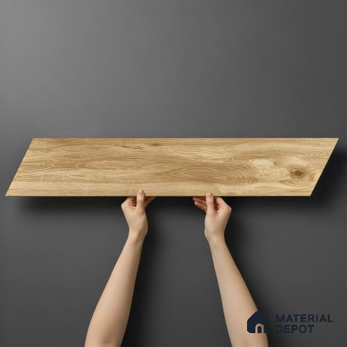 Wood Look Floor Tile TL 10724 Chevron Oaklore Beige 3 ft x 6 inch Matte Finish Porcelain Tile - 9 mm | Random 6 | Suitable For living Room, Bedroom, Bathroom | 2-3 mm Spacer is Mandatory