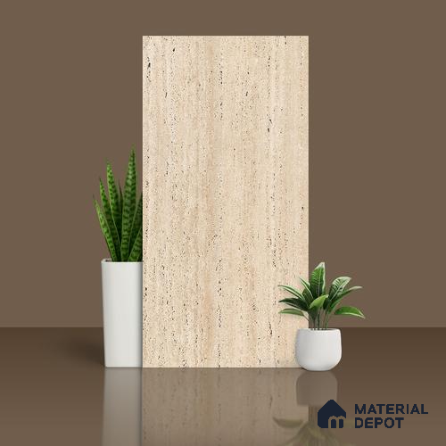 Floor & Wall Tile TL 07837 Travertine Natural 4 ft x 2 ft Vitrified Carving Matte Finish - 9 mm | Suitable for Kitchen, Bathroom, Living Room & Bedroom | Random 4