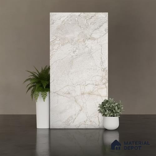 Floor & Wall Tile TL 07841 Rock Marvel Grey 4 ft x 2 ft Vitrified Carving Matte Finish - 9 mm | Suitable for Kitchen, Bathroom, Living Room & Bedroom | Random 6