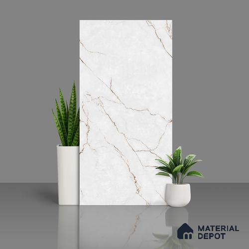 Floor & Wall Tile TL 07836 Infinite Fonix White 4 ft x 2 ft Vitrified Carving Matte Finish - 9 mm | Suitable for Kitchen, Bathroom, Living Room & Bedroom | Random 4