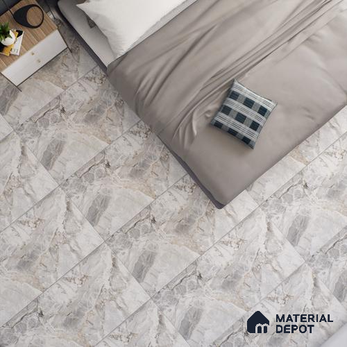 Grey Marble Floor & Wall Tile TL 07431 Prestige Royal Credal Smoke 4 ft x 2 ft Vitrified Matte Finish - 9 mm | Random 6 | Suitable for Living Room, Bedroom, Bathroom