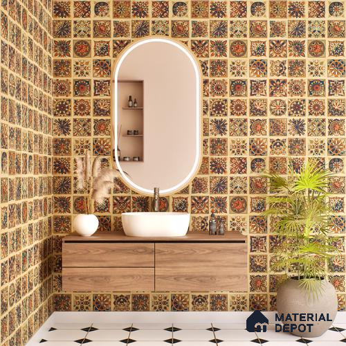 Moroccan Wall Tile TL 07485 Nebula Yellow Hexa Decor 4 ft x 2 ft Vitrified Matte Finish - 9 mm | Suitable for Living Room, Bedroom & Bathroom
