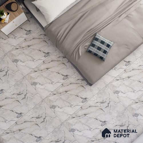 White Marble Floor & Wall Tile TL 07433 Prestige Royal Camouflage 4 ft x 2 ft Vitrified Matte Finish - 9 mm | Random 6 | Suitable for Living Room, Bedroom, Bathroom
