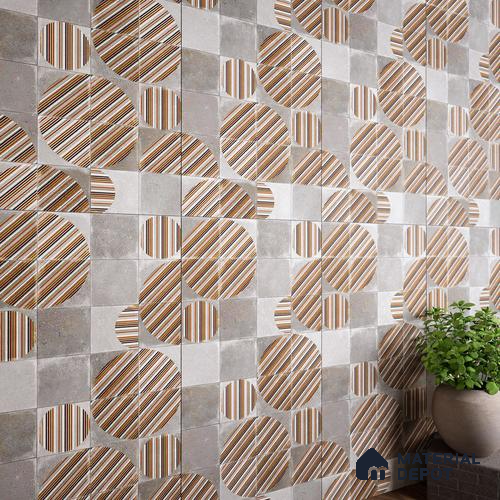 Highlighter Wall Tile TL 07490 Circle Decor Grey 4 ft x 2 ft Carving Matte Finish Vitrified Tile - 9 mm | Suitable for Living Room, Bedroom & Bathroom