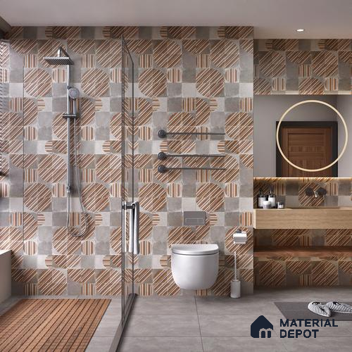 Highlighter Wall Tile TL 07490 Circle Decor Grey 4 ft x 2 ft Carving Matte Finish Vitrified Tile - 9 mm | Suitable for Living Room, Bedroom & Bathroom