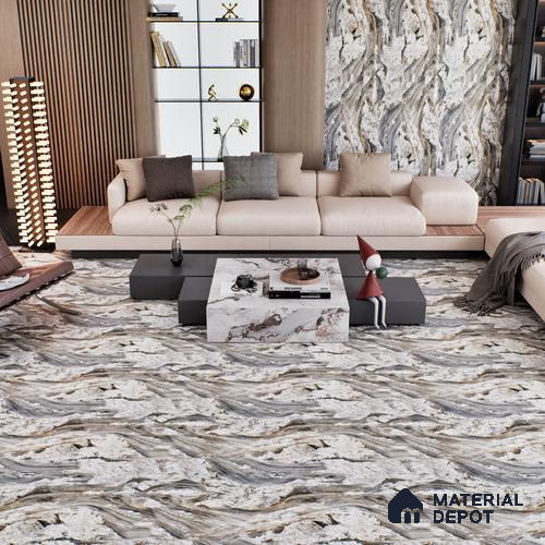 Black Marble Floor & Wall Tile TL 07430 Prestige Royal Fonix Natural 4 ft x 2 ft Vitrified Matte Finish - 9 mm | Random 4 | Suitable for Living Room, Bedroom, Bathroom